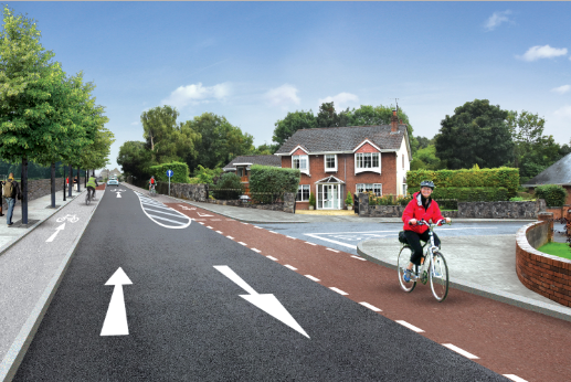 Navan Cycle Route - picture of cyclist making use of the cycle route as proposed