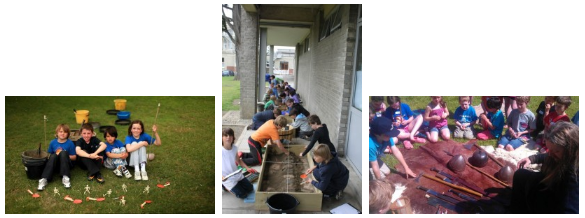 Photos of children at the dig it kids archaeology camp