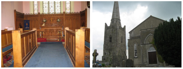 Interior and exterior of St Columba's Church Kells