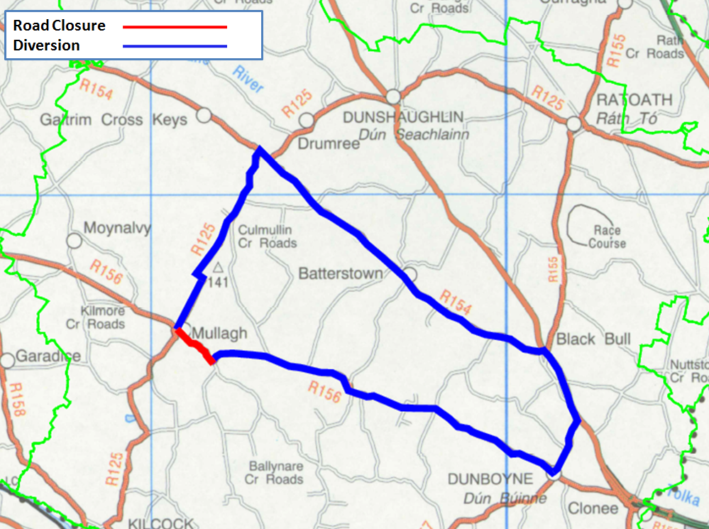 Mullagh to Warrenstown Closure - Diversion Route