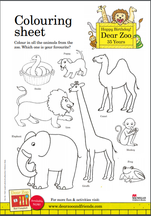 Dear Zoo Colouring Sheet from PanMacMillan