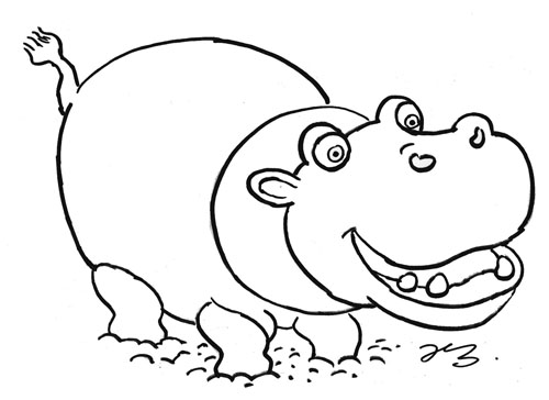 Hippo Colouring Page