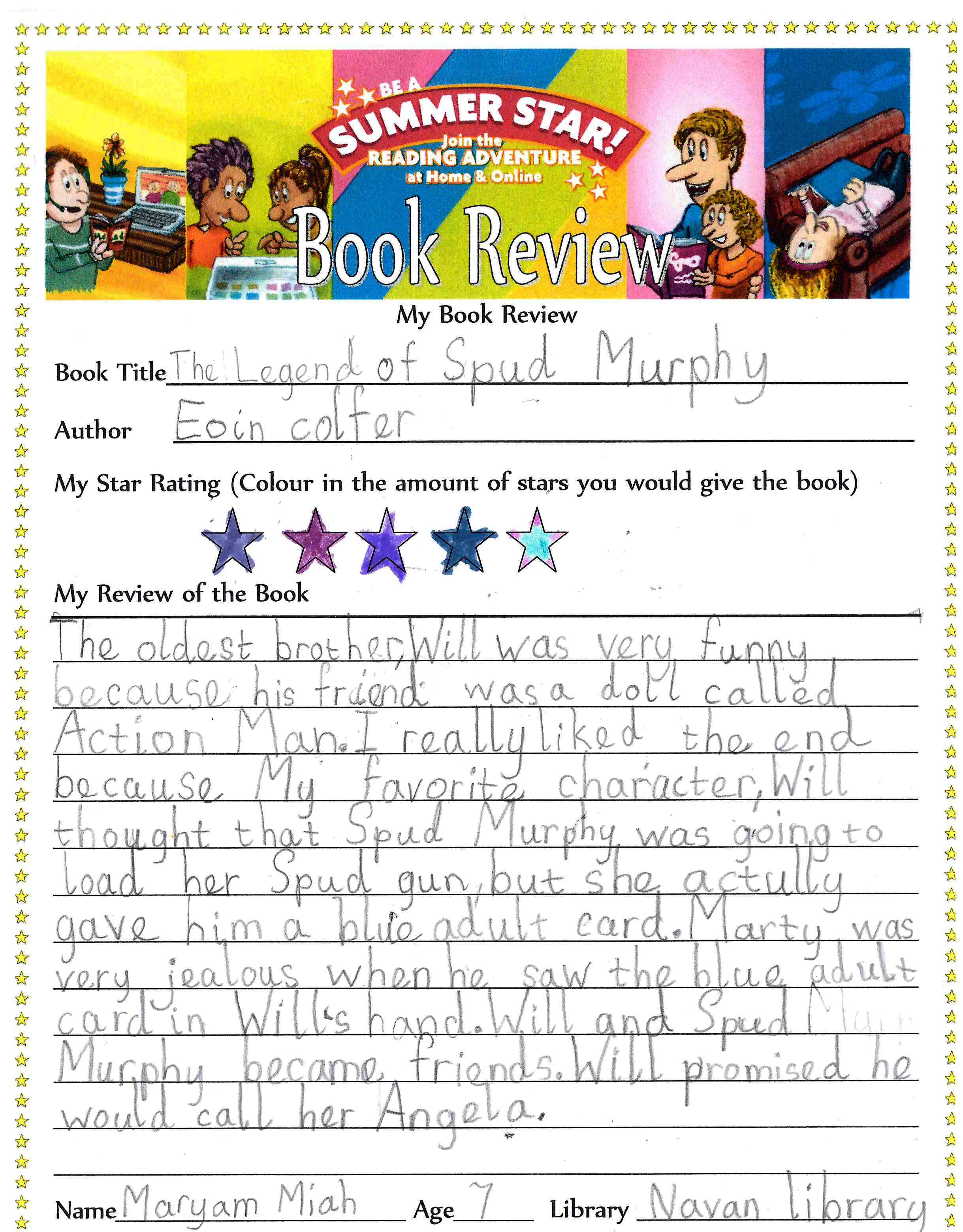 Maryam's Book Review of The Legend of Spud Murphy by Eoin Colfer