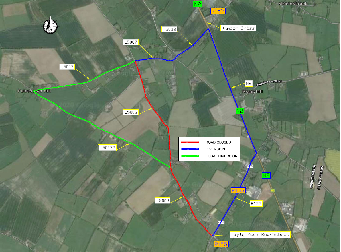 Blacklion Road - Road Closure and Diversion Route Map