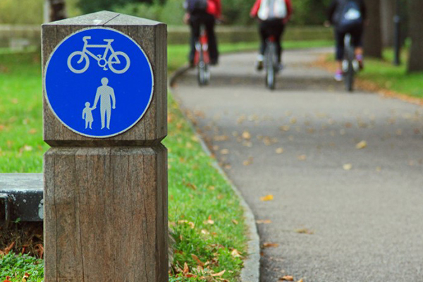 Cycle and Walkway with people cycling and walking