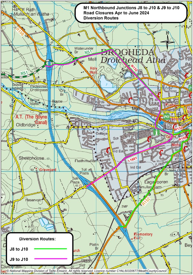 Diversion Route Map_M1 Junction 8 to 10