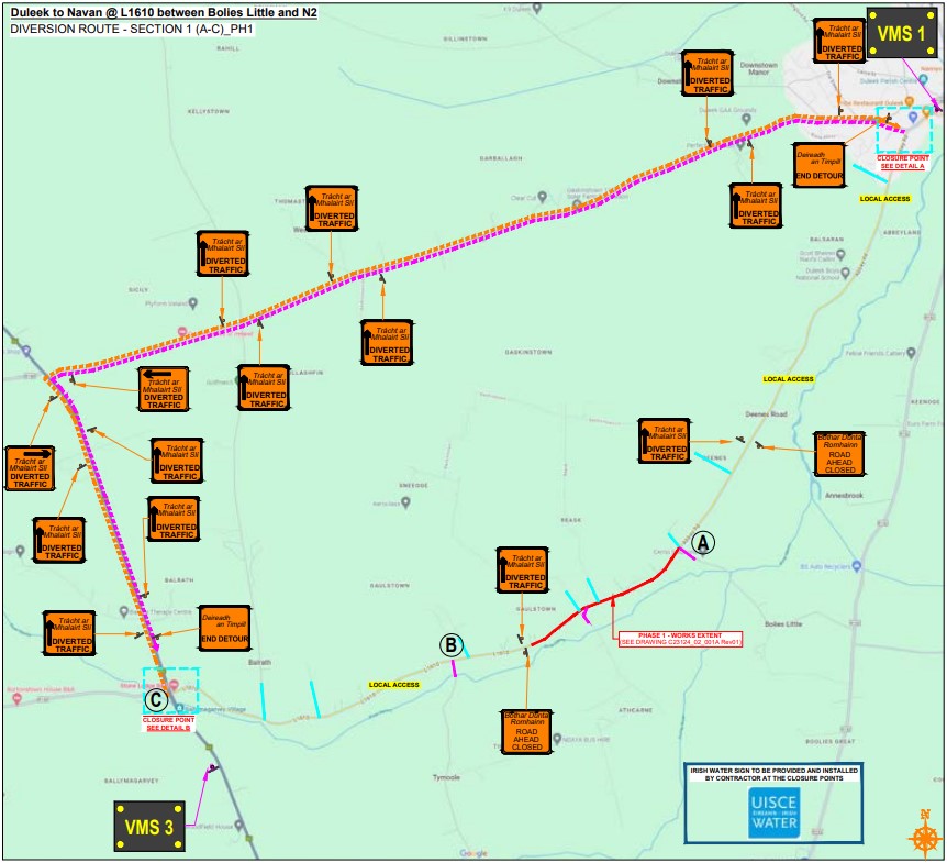 Diversion Route Map_L-1610 Abbey Road, Duleek