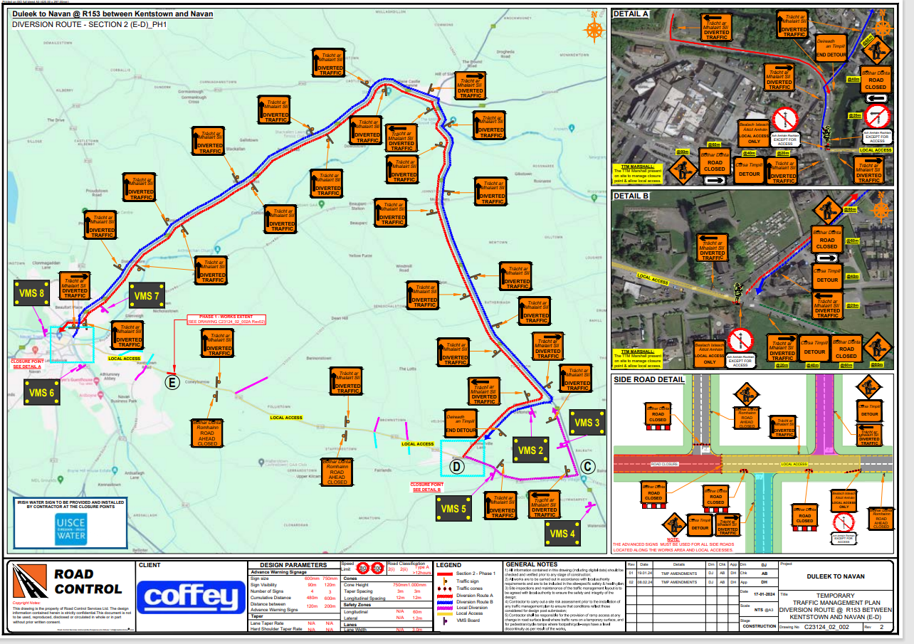 Navan to Kentstown Diversion Route Map
