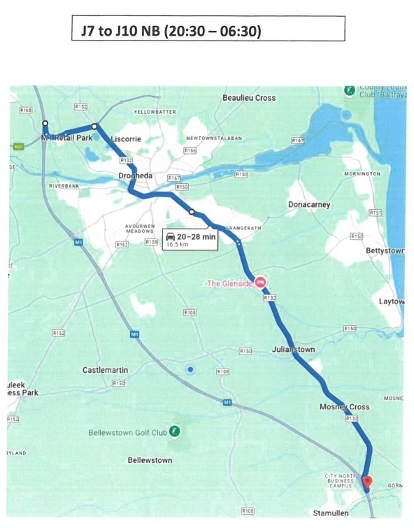 M1 Oct Nov 2025 Diversion Route Map