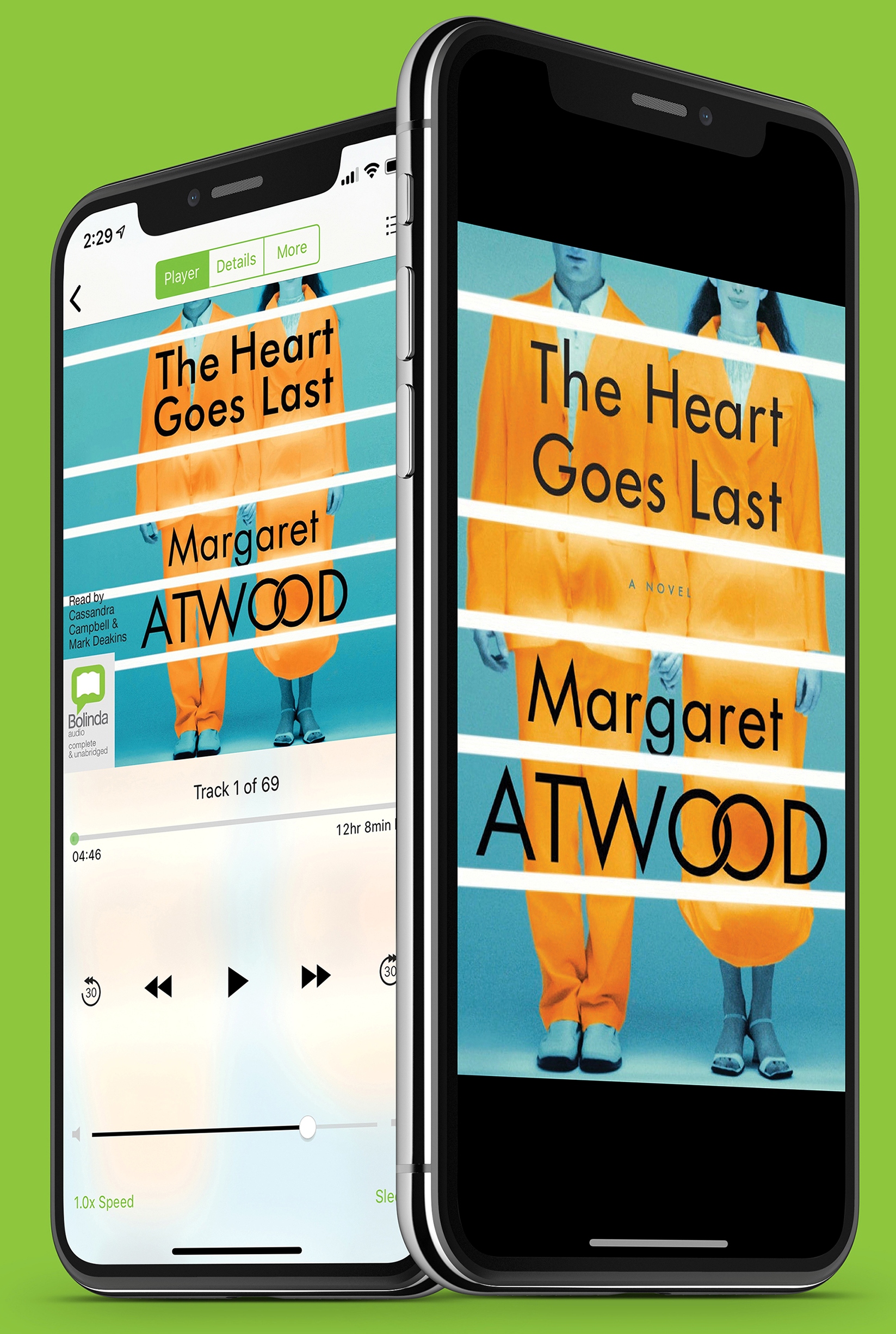 The Heart Goes Last by Margaret Atwood eAudiobook Cover On A Phone