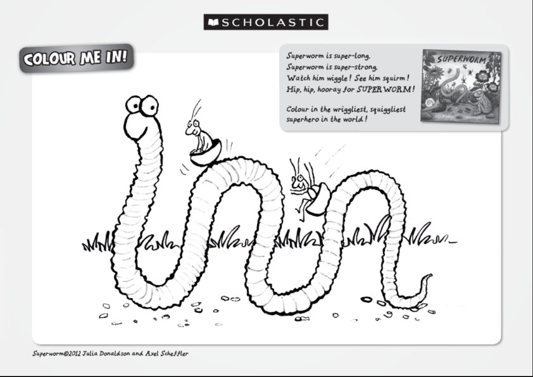 Superworm - Colour Me In Worksheet from Scholastic