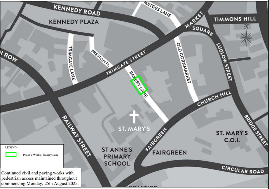 Map 2 – Phase 2 Works Bakery Lane