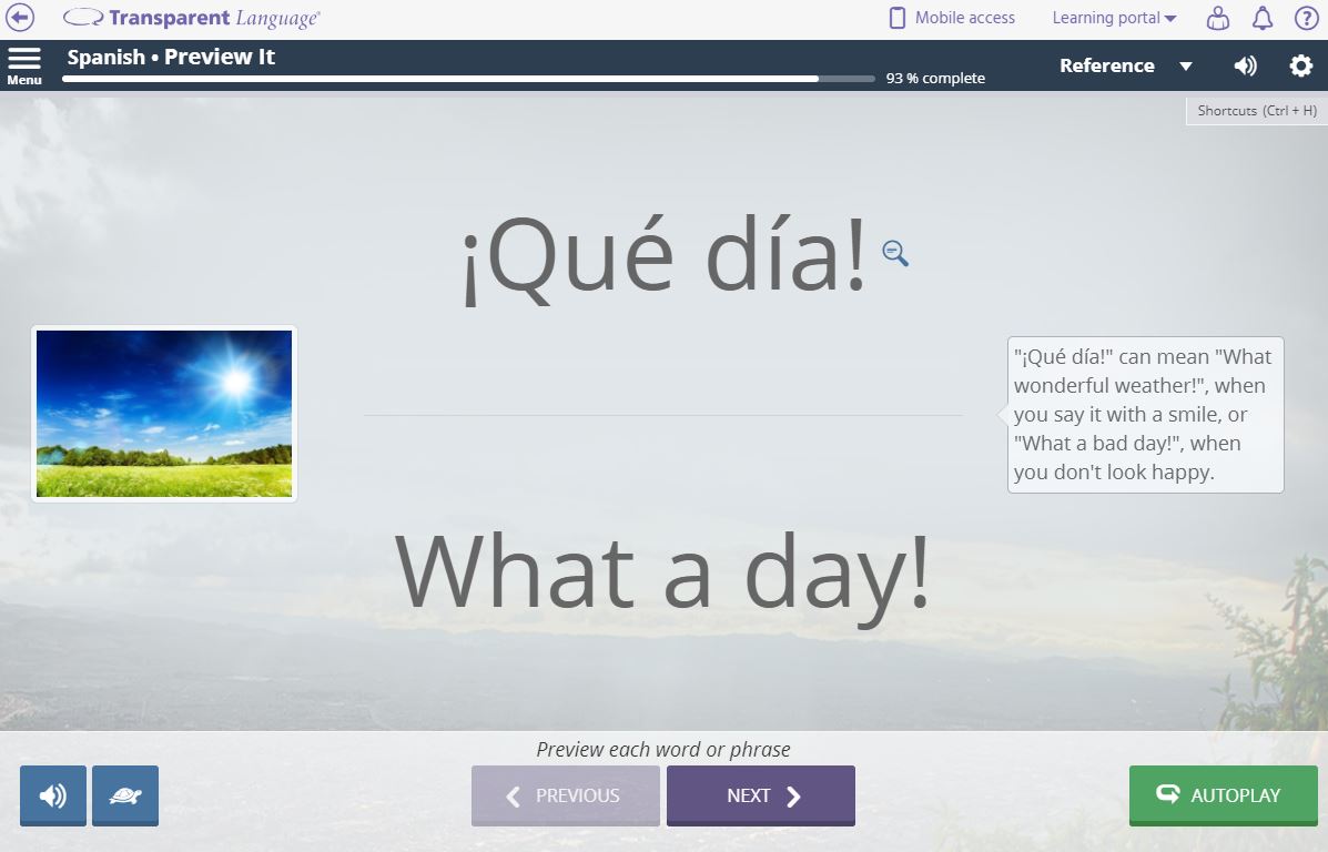 learn spanish - que dia what a day