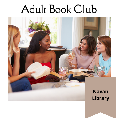 Navan Adult Book Club Image of a group of 4 smiling women having a discussion holding books 