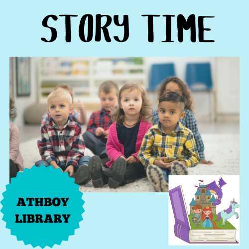 Storytime in Athboy Library A Group of Young Children sitting on the ground listening to a story