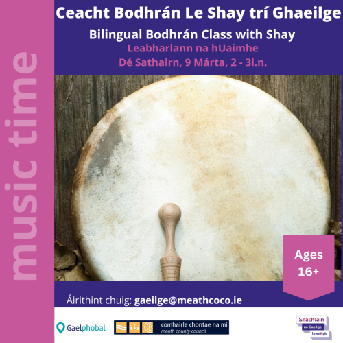 Ceacht Bodhrán trí Gaeilge le Shay Seachatain na Gaeilge 2024