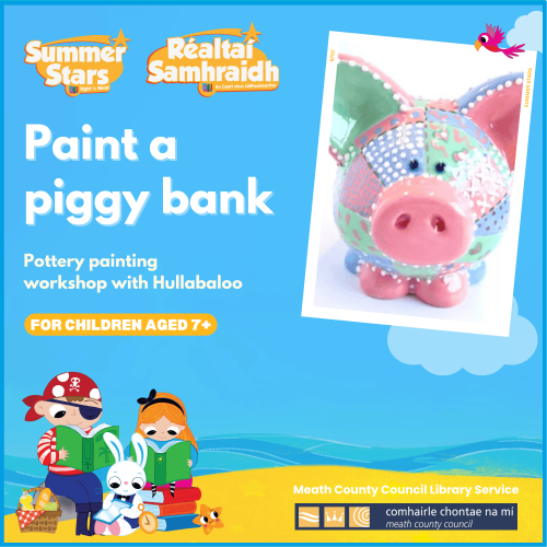 free pottery painting workshop for children paint a piggy bank at the library