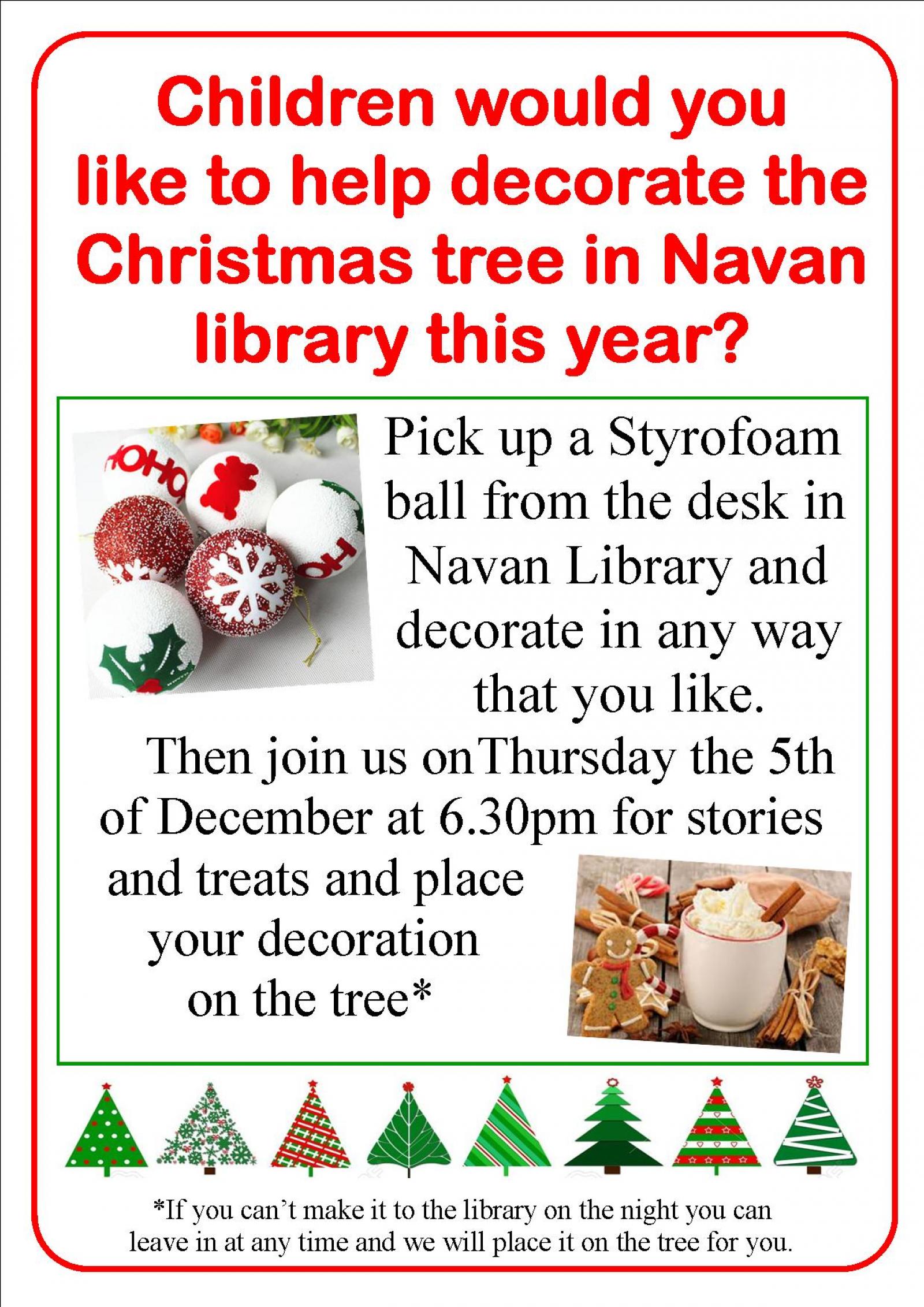Poster Inviting Children to Decorate Styrofoam Balls for Christmas Tree