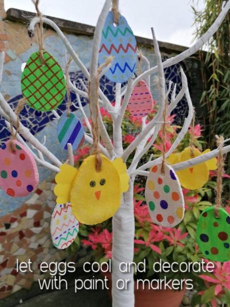 Salt dough eggs on an Easter Tree