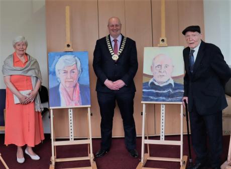 Cathaoirleach Cllr. Sean Drew with Michael and Frances