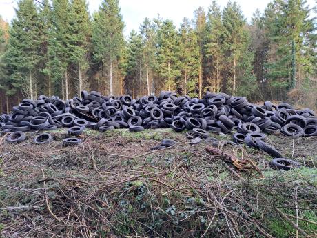 An image of the tyres that were illegally dumped in Longwood