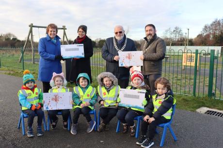 Group of children launching the My First Library Card Initiative
