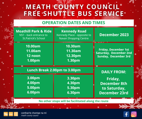 Free Shuttle Bus Service Dates and Times