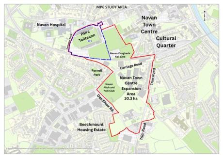 Navan Town Centre Expansion Area – study area map
