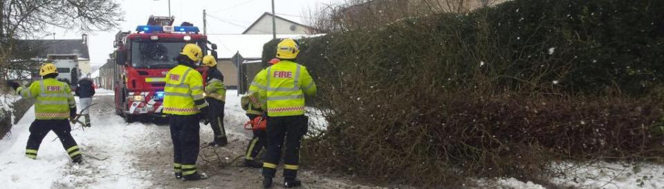 Meath Fire Service tackle a fallen tree in the snow